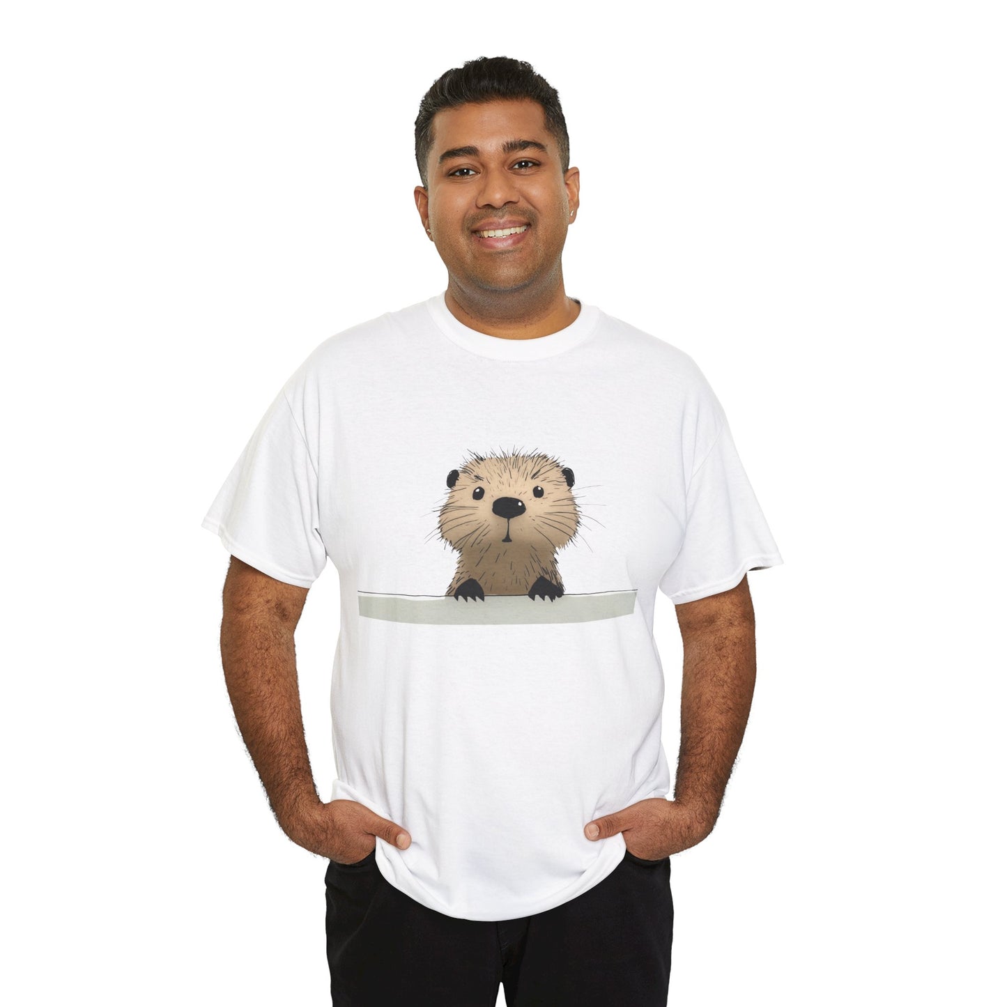 Cute Beaver Unisex Heavy Cotton Tee - Perfect for Animal Lovers