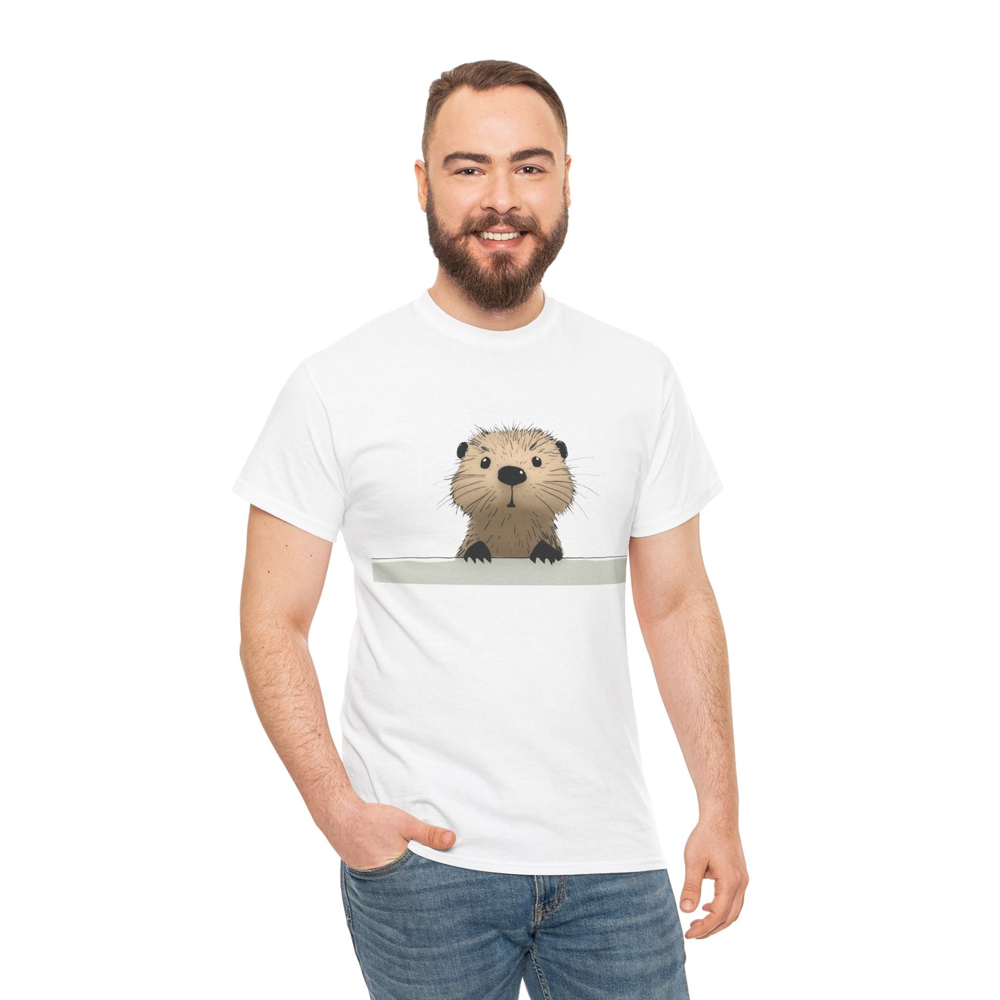 Cute Beaver Unisex Heavy Cotton Tee - Perfect for Animal Lovers