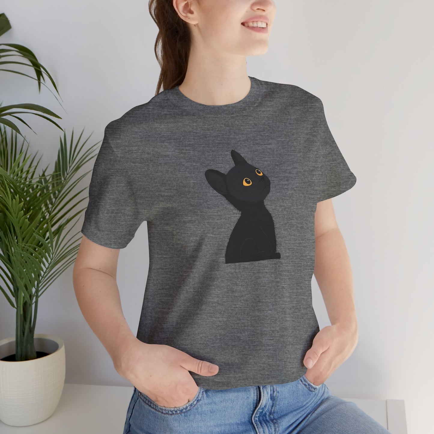 Cute Black Cat Unisex Jersey Tee - Purrfect for Cat Lovers