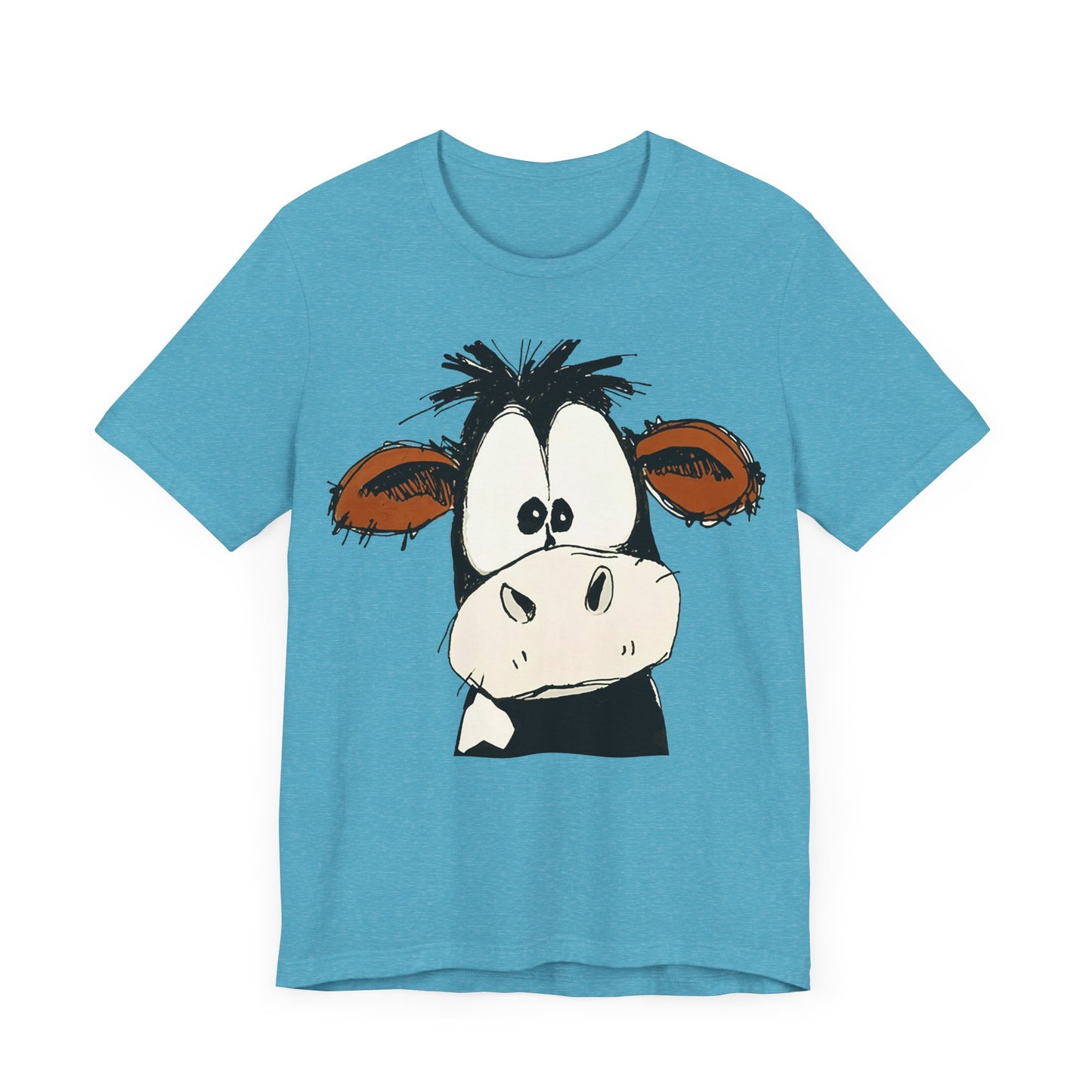 This STARTLED COW CARTOON Tee gives off a fun and quirky vibe, perfect for casual wear or as a statement piece. Ideal for those who love unique and whimsical designs.