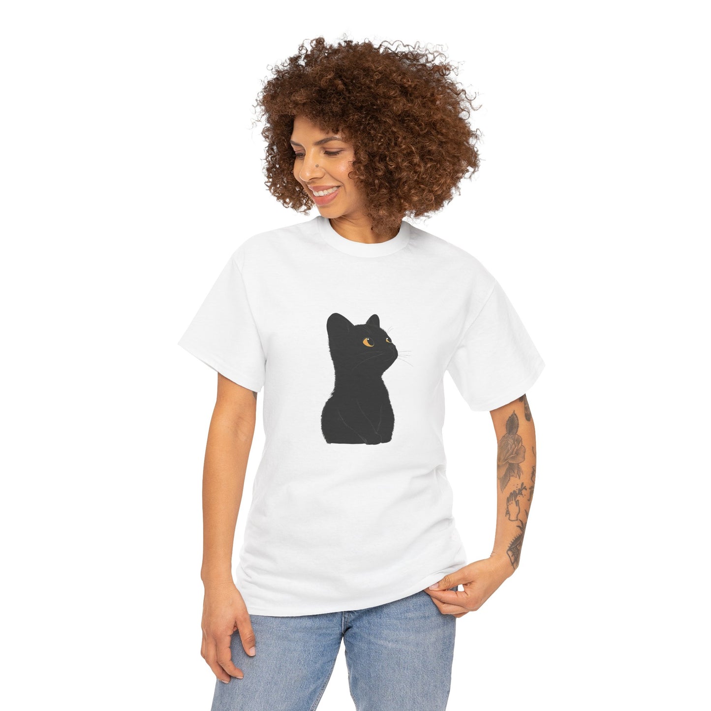 Black Cat Unisex Cotton Tee - Purrfect for Cat Lovers