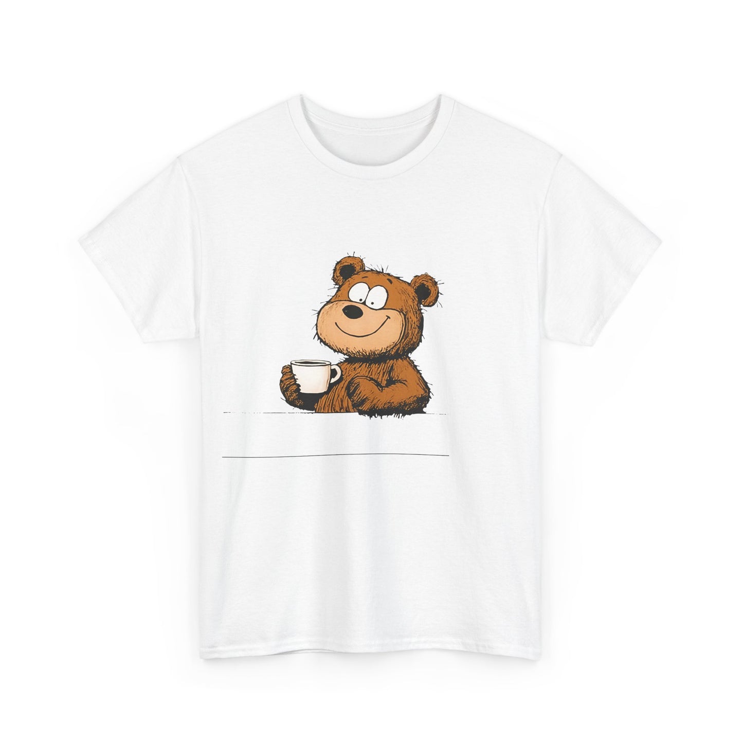 Cute Coffee Bear Unisex Heavy Cotton Tee