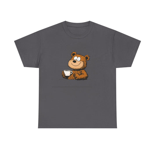 Cute Coffee Bear Unisex Heavy Cotton Tee