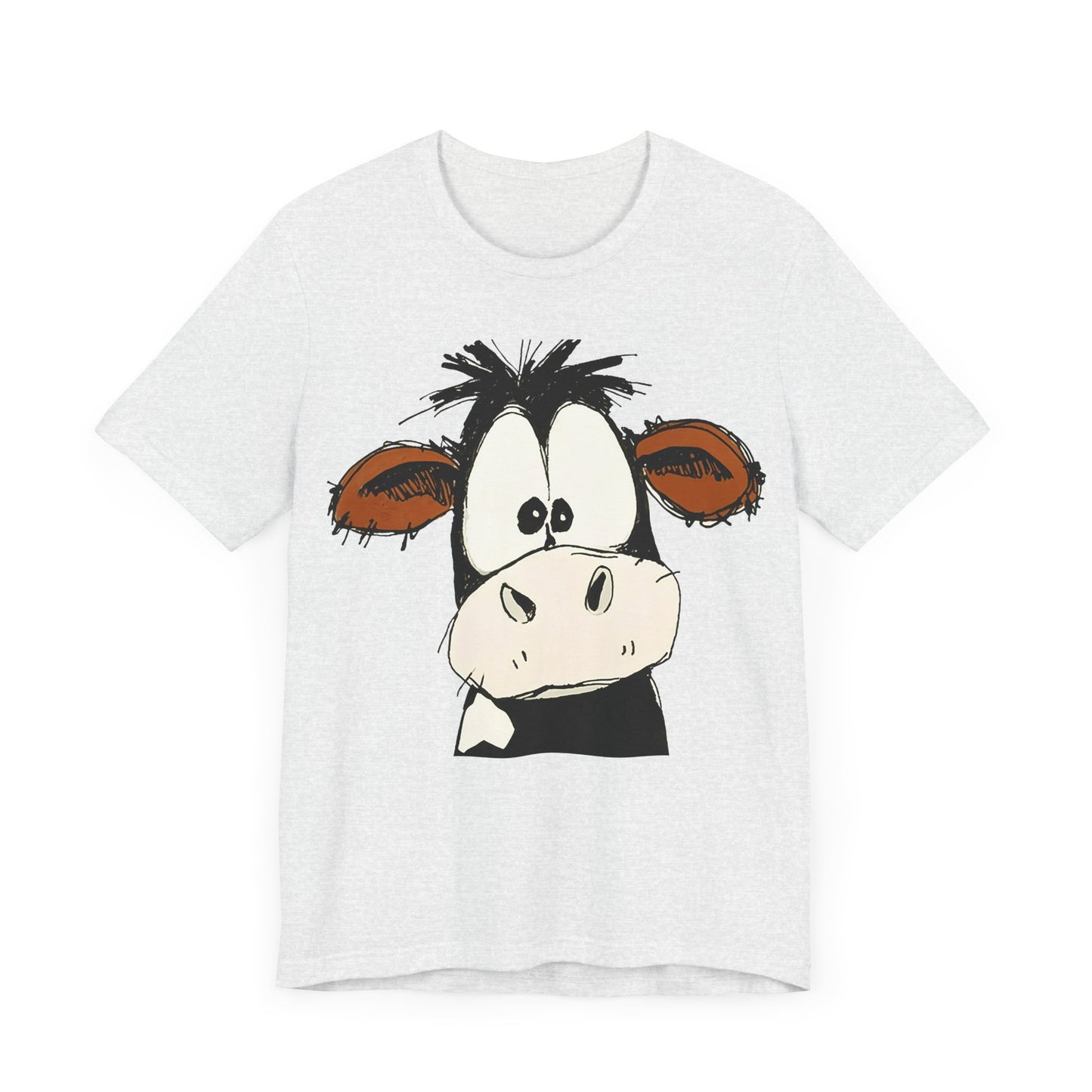 This STARTLED COW CARTOON Tee gives off a fun and quirky vibe, perfect for casual wear or as a statement piece. Ideal for those who love unique and whimsical designs.