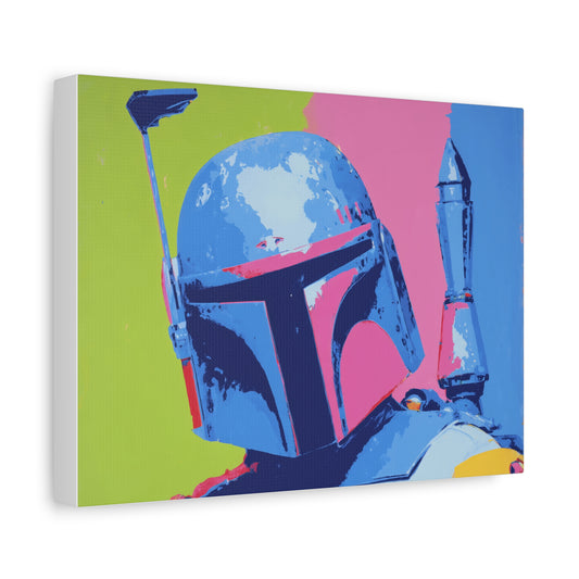 Boba Fett Pop Art Canvas ,Star Wars Mandalorian Wall Decor, Colorful Retro Sci-Fi Print