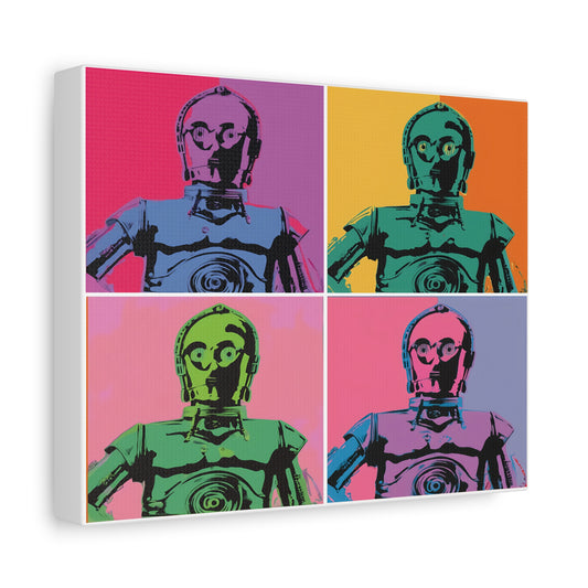 C-3PO Pop Art Canvas – Colorful Star Wars Wall Decor, Retro Sci-Fi Robot Print