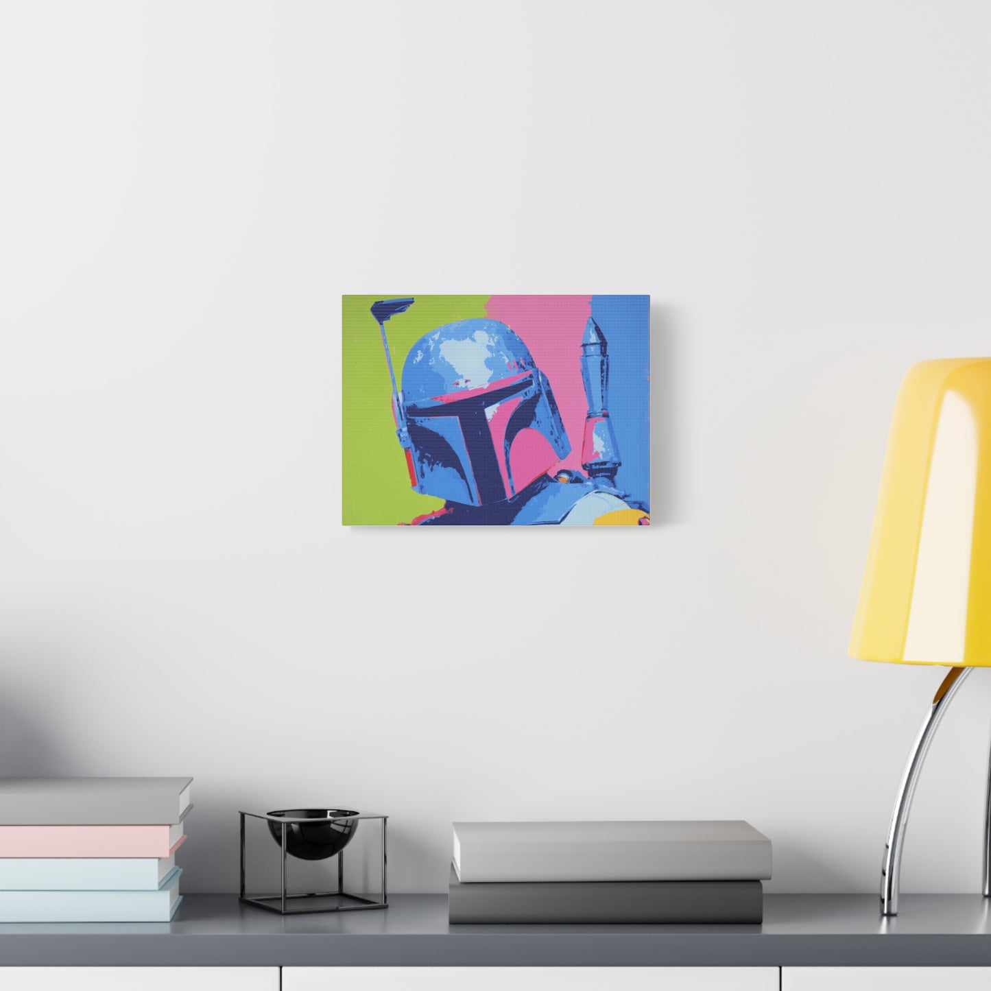 Boba Fett Pop Art Canvas – Star Wars Mandalorian Wall Decor, Colorful Retro Sci-Fi Print