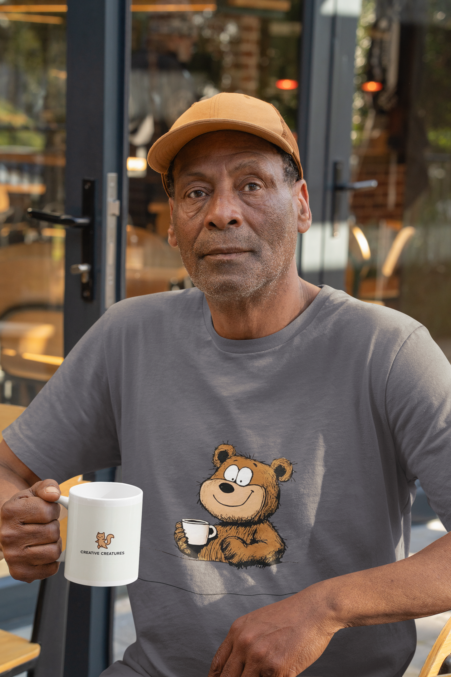 Cute Coffee Bear Unisex Heavy Cotton Tee