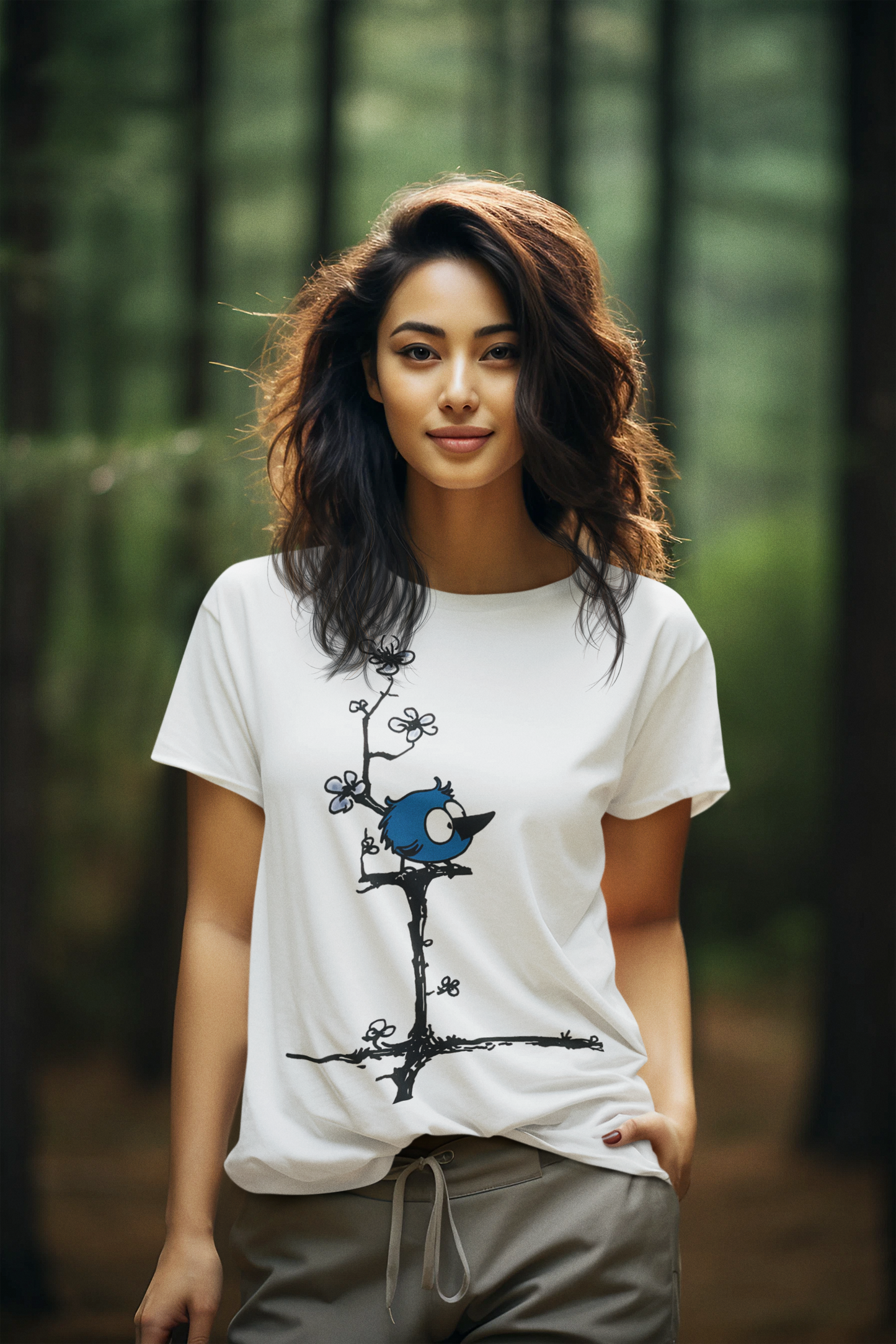 Cute Bluebird & Flower Unisex Tee - Perfect for Nature Lovers