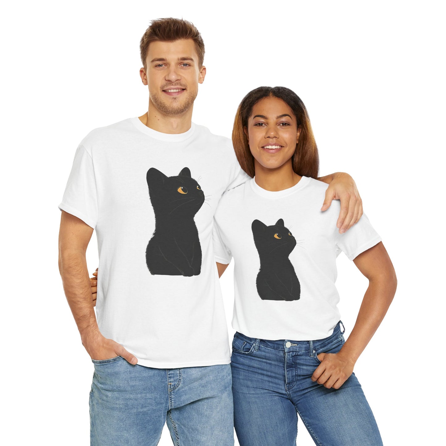 Cute Black Cat Unisex Cotton Tee - Purrfect for Cat Lovers