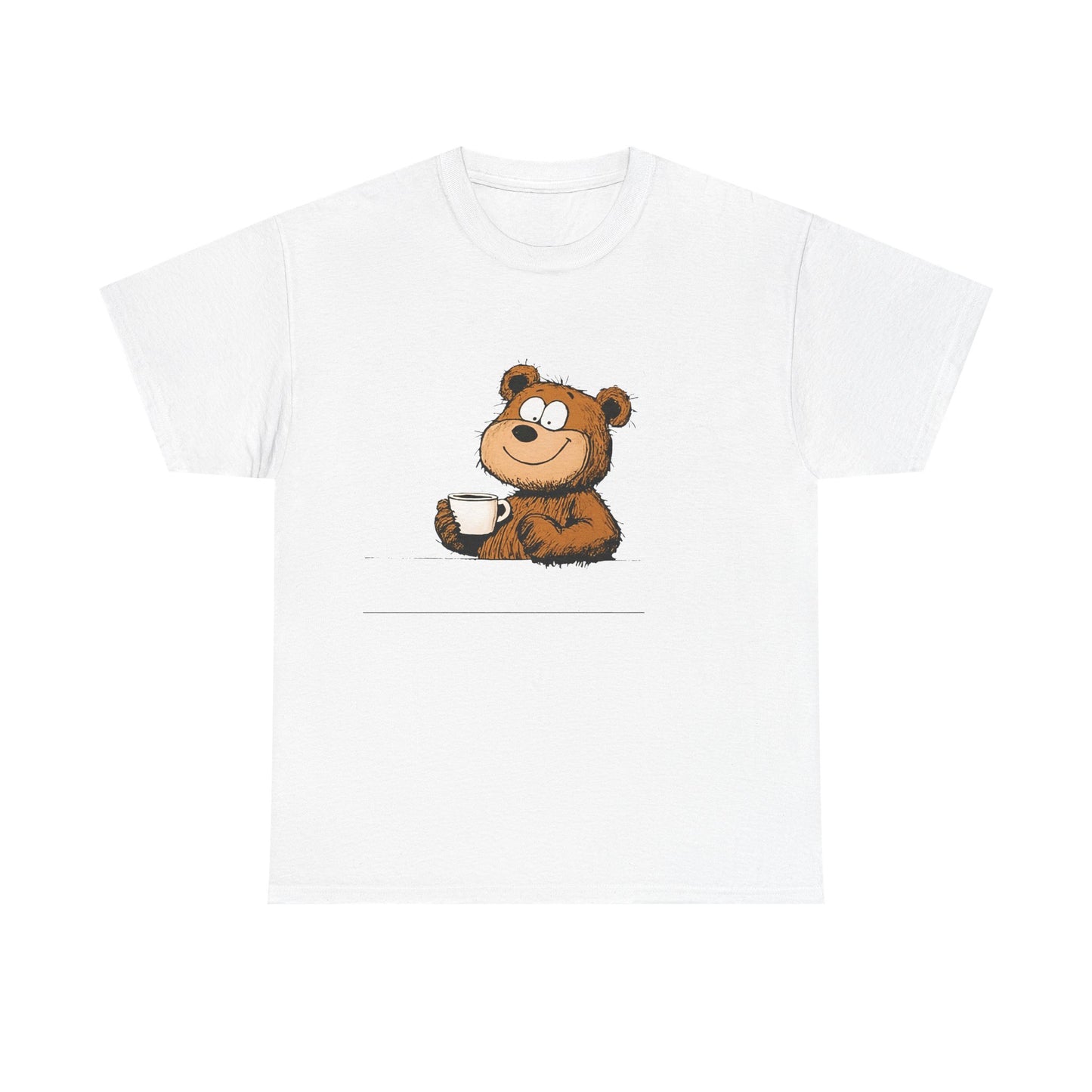 Cute Coffee Bear Unisex Heavy Cotton Tee