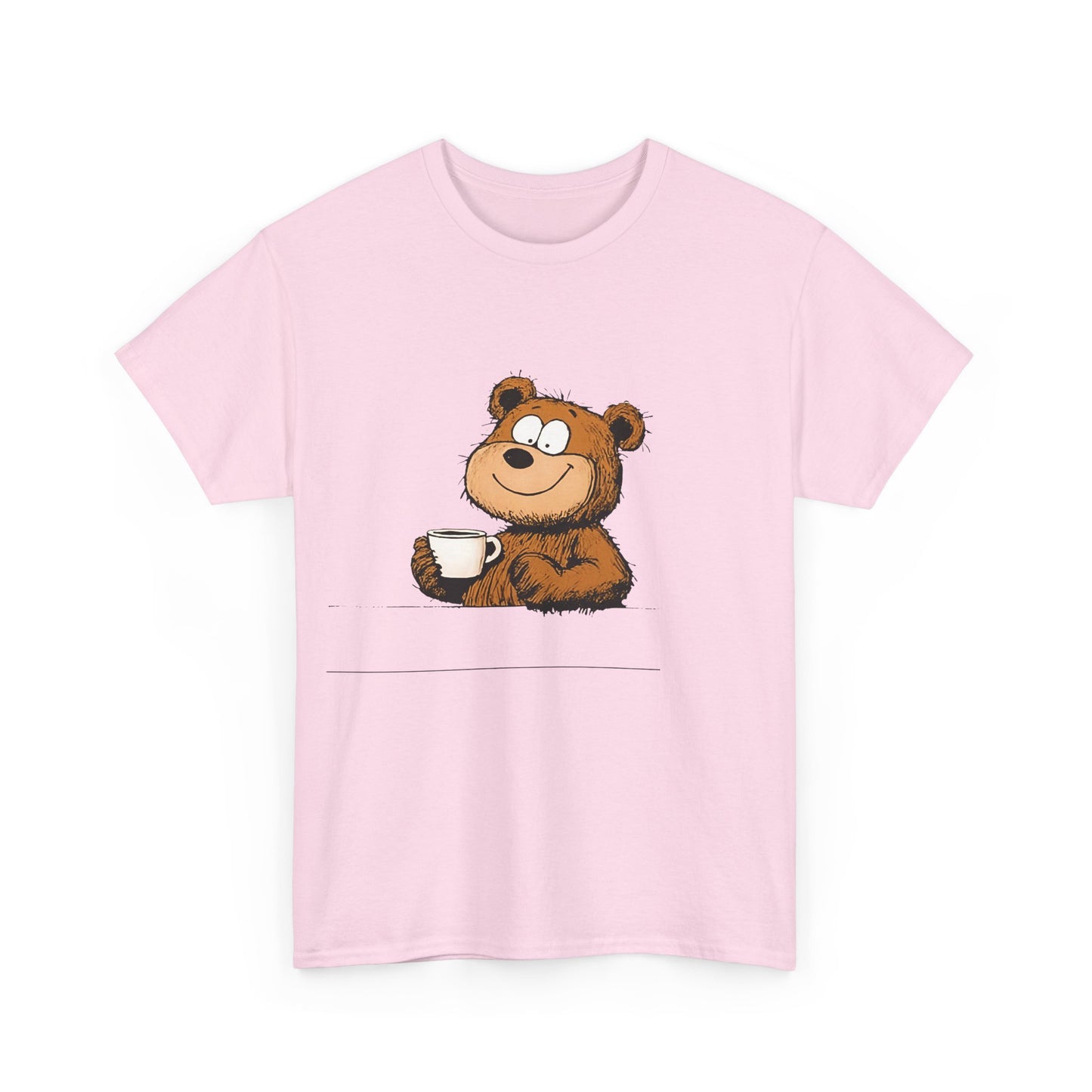 Cute Coffee Bear Unisex Heavy Cotton Tee