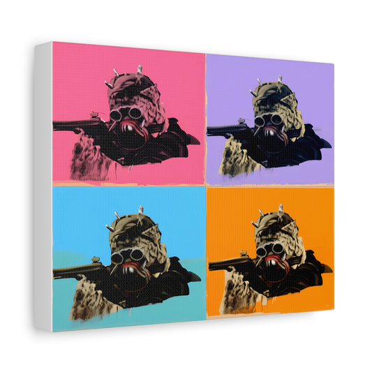 Tusken Raider Pop Art Canvas – Colorful Star Wars Desert Warrior Wall Decor, Retro Warhol Style Print