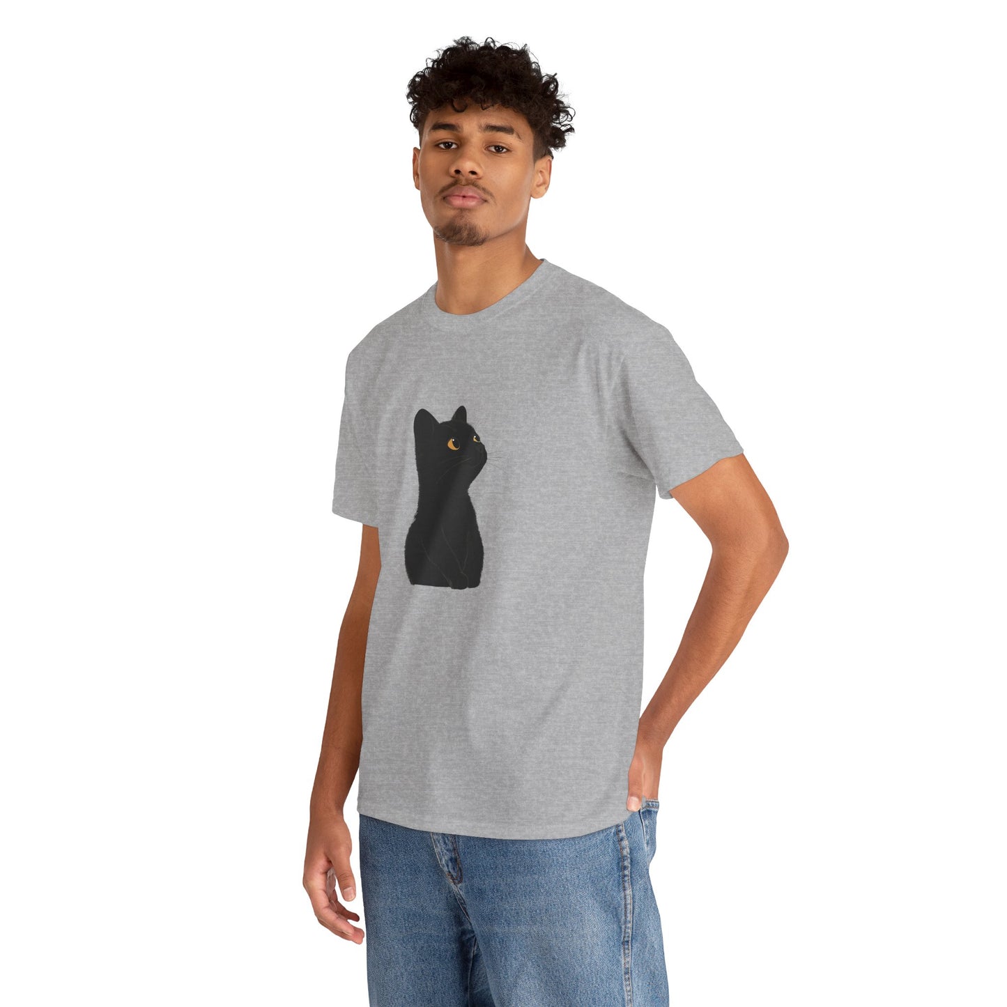 Black Cat Unisex Cotton Tee - Purrfect for Cat Lovers