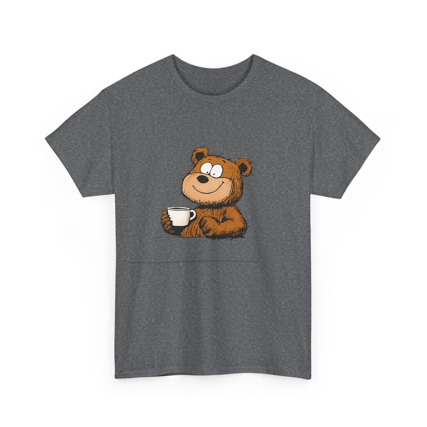 Cute Coffee Bear Unisex Heavy Cotton Tee