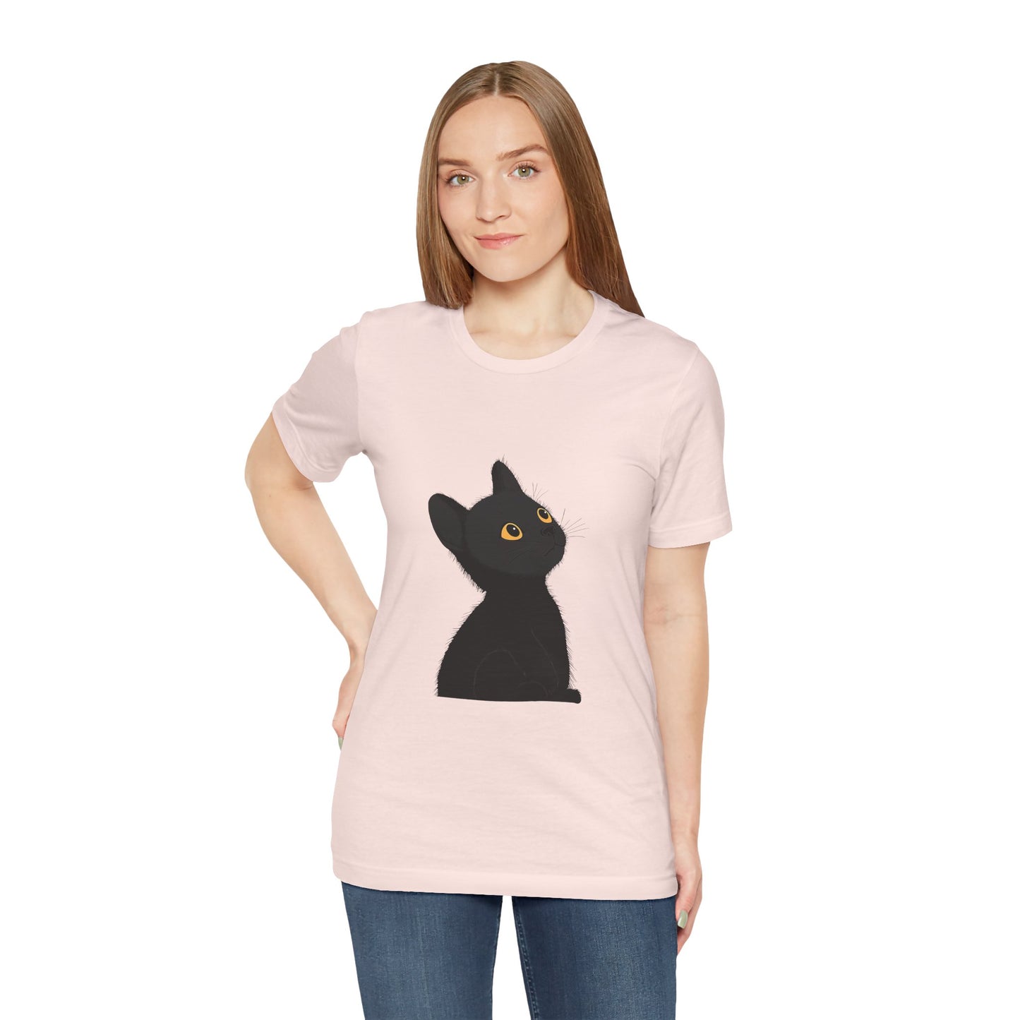 Cute Black Cat Unisex Jersey Tee - Purrfect for Cat Lovers