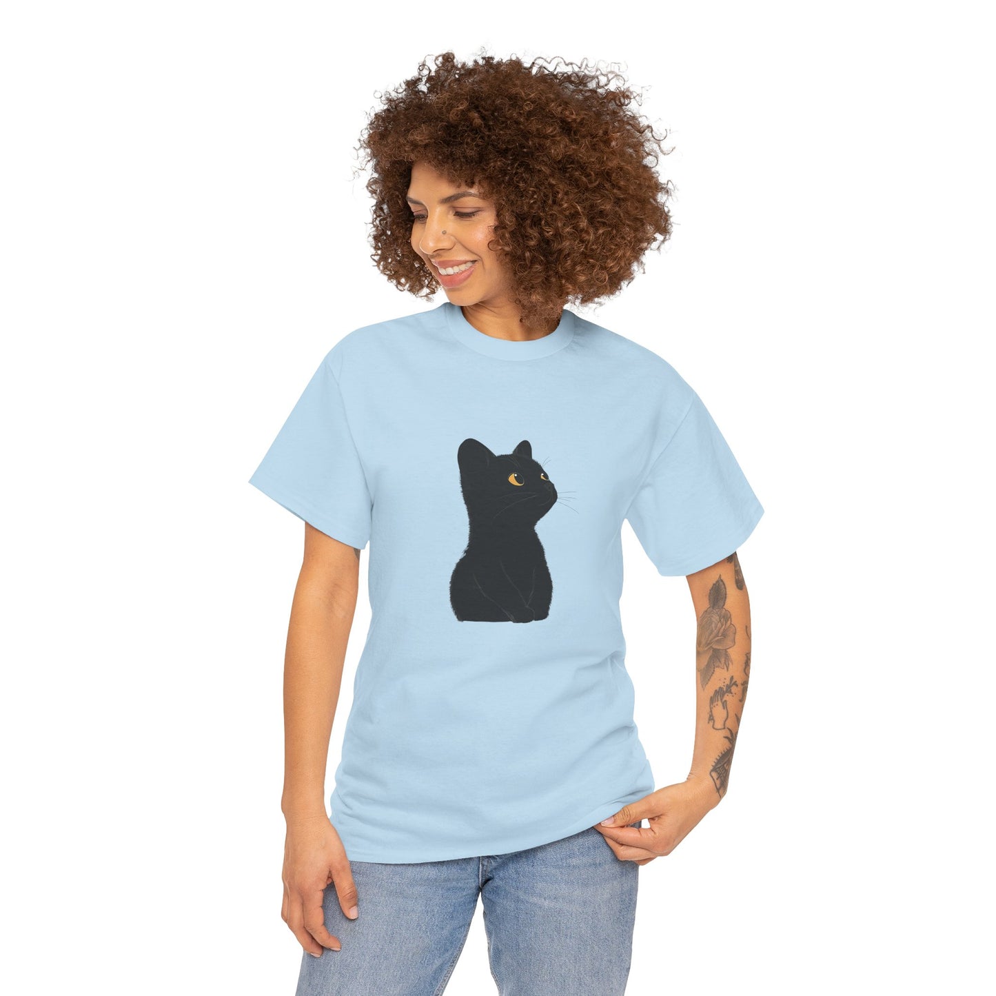 Black Cat Unisex Cotton Tee - Purrfect for Cat Lovers