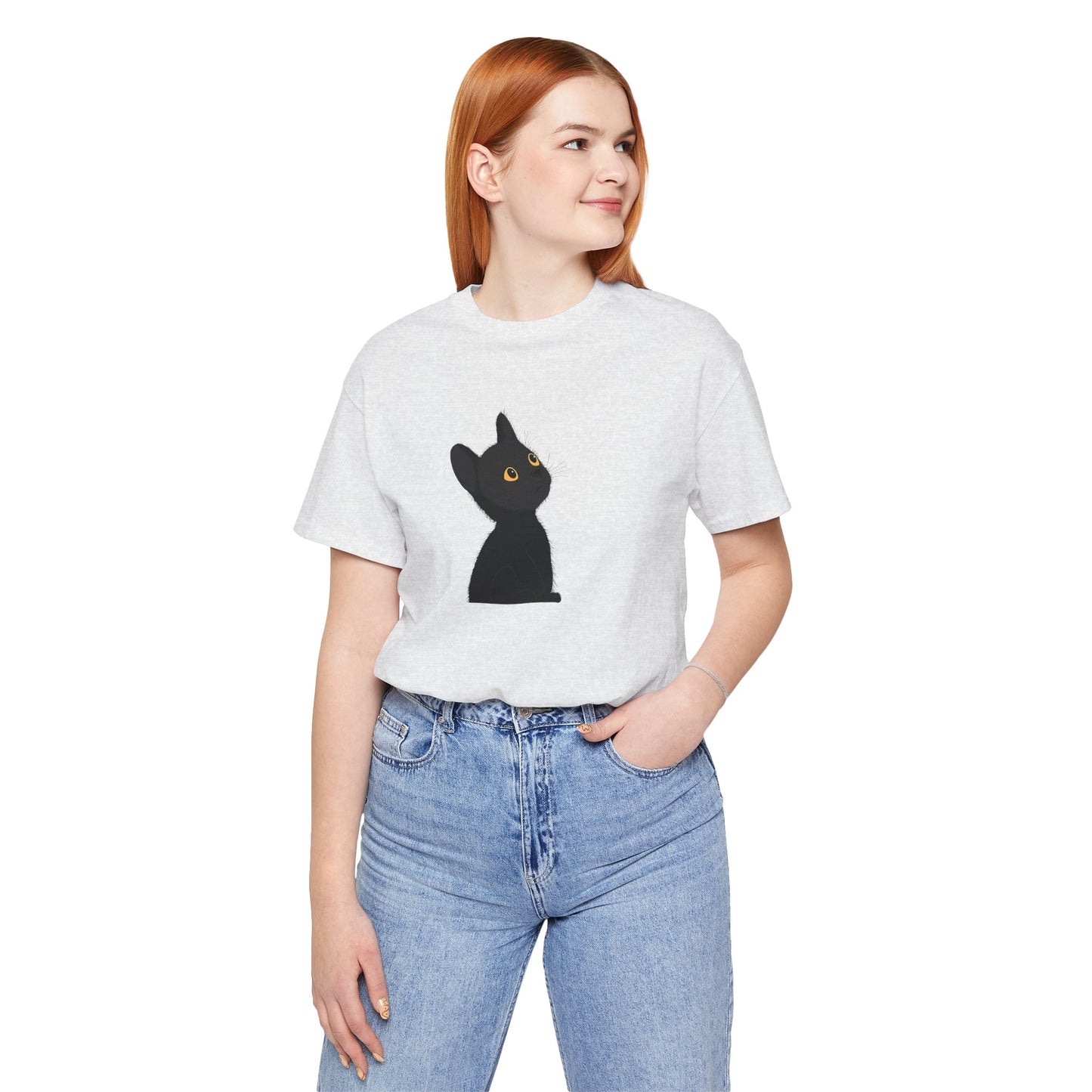 Cute Black Cat Unisex Jersey Tee - Purrfect for Cat Lovers