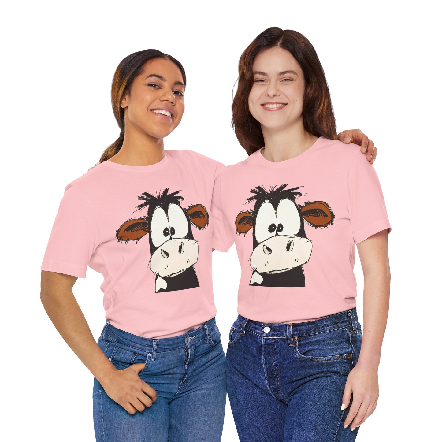 This STARTLED COW CARTOON Tee gives off a fun and quirky vibe, perfect for casual wear or as a statement piece. Ideal for those who love unique and whimsical designs.