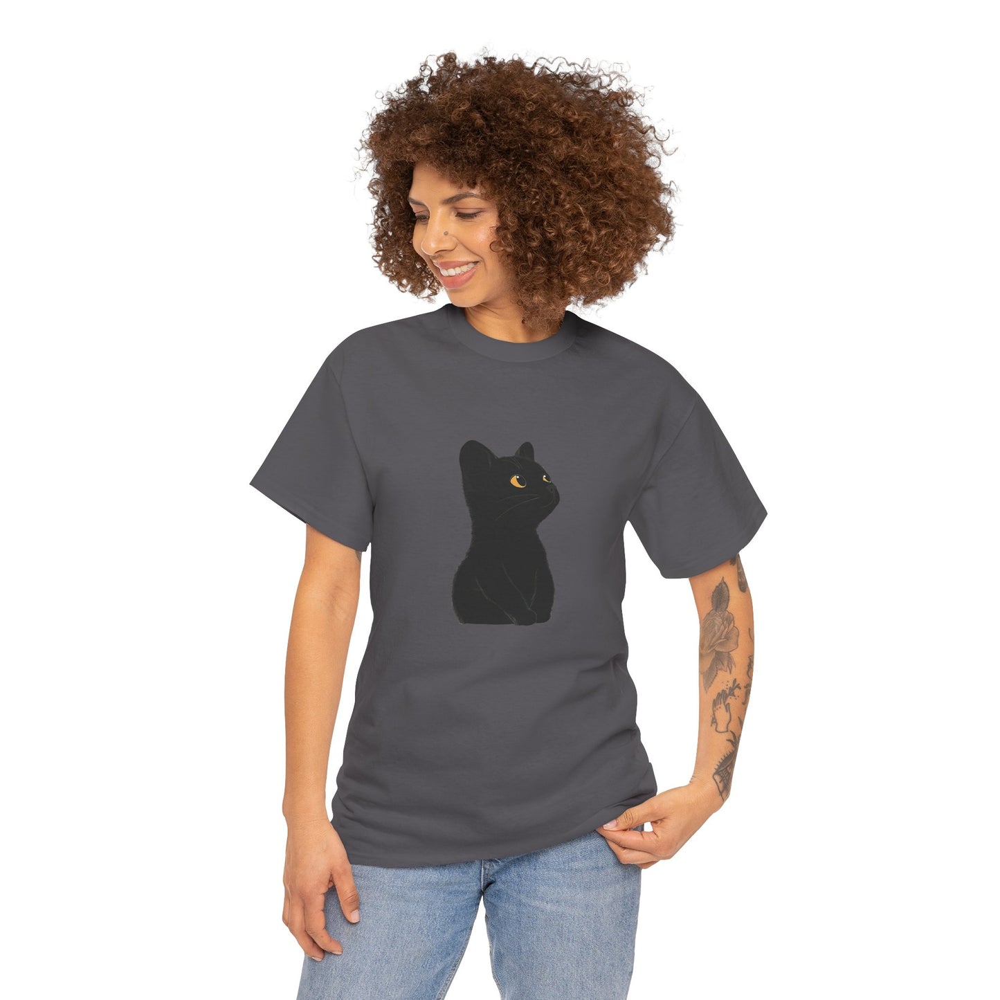 Black Cat Unisex Cotton Tee - Purrfect for Cat Lovers