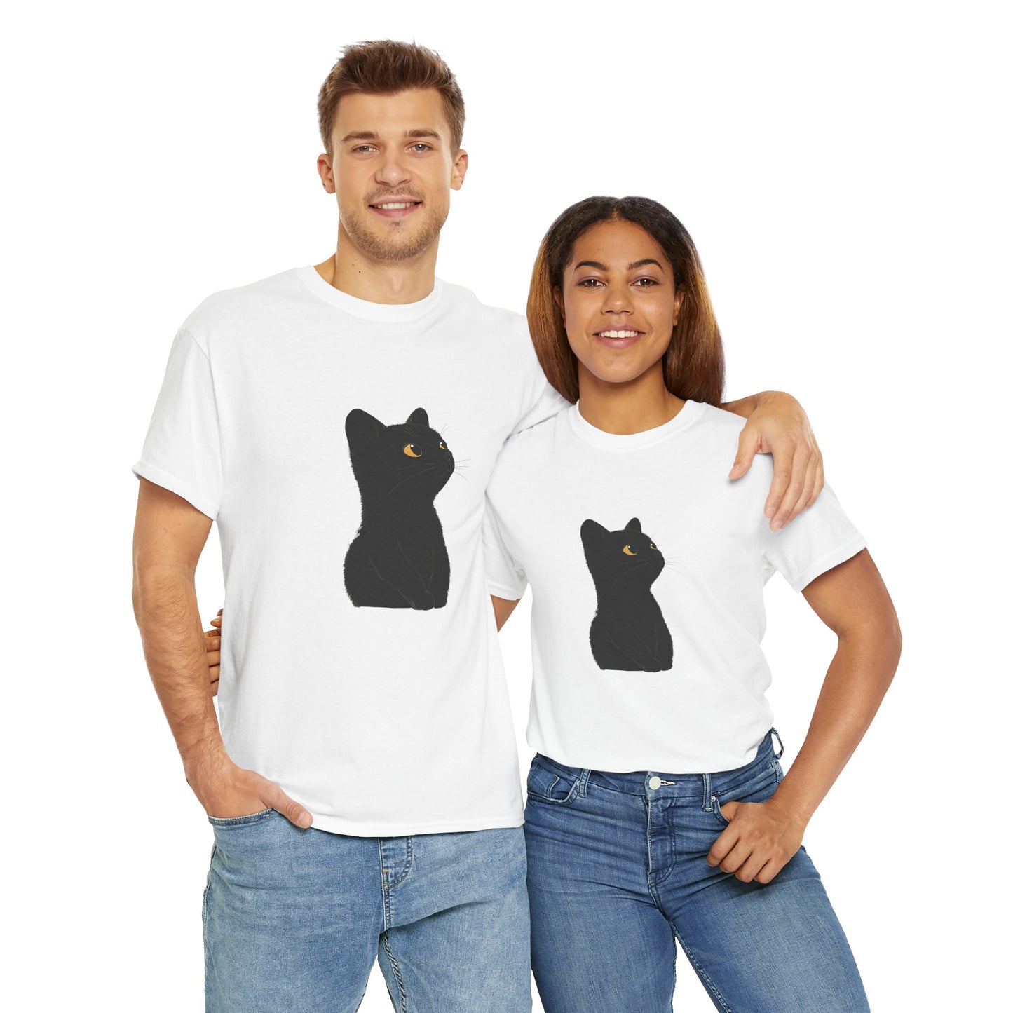 Black Cat Unisex Cotton Tee - Purrfect for Cat Lovers