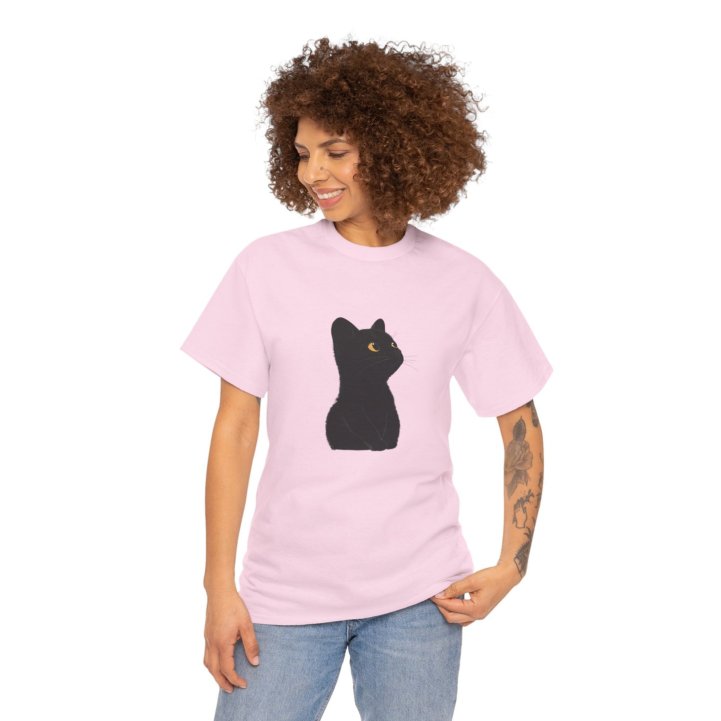 Black Cat Unisex Cotton Tee - Purrfect for Cat Lovers