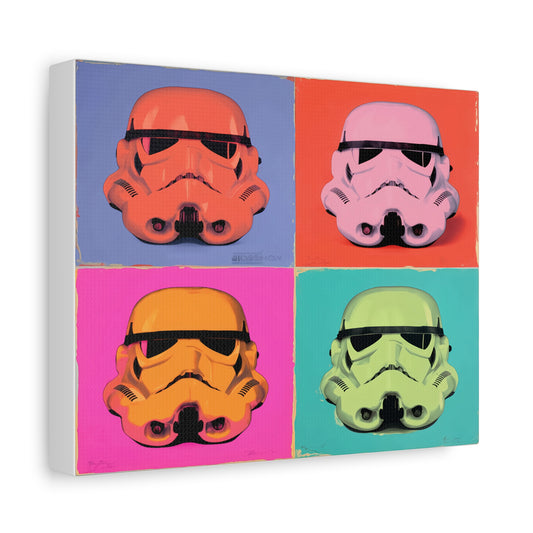 Stormtrooper Pop Art Canvas – Retro Star Wars Helmet Wall Decor, Colorful Warhol Style Print